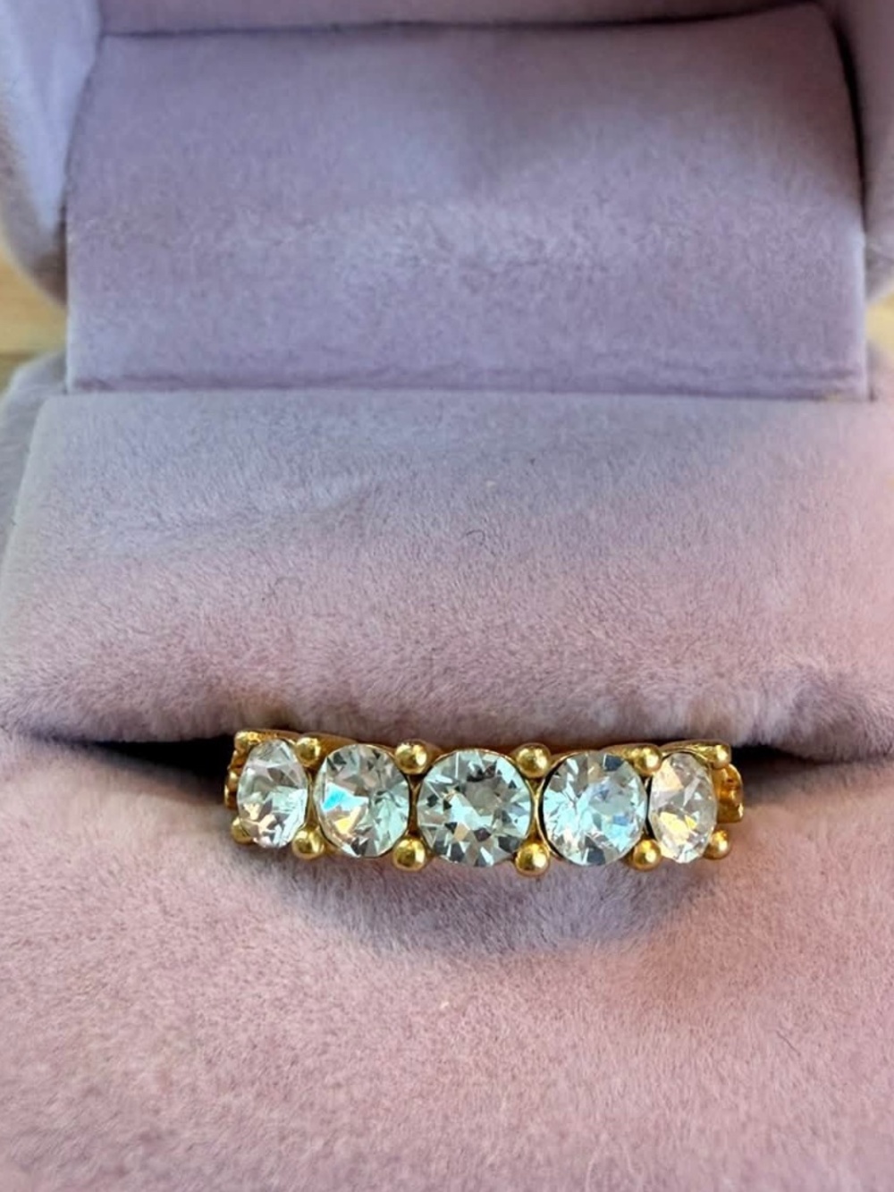 French Kande 5 Stone Swarovski Crystal Stackable Ring